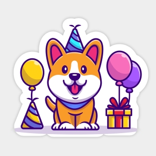 Corgi Birthday Sticker